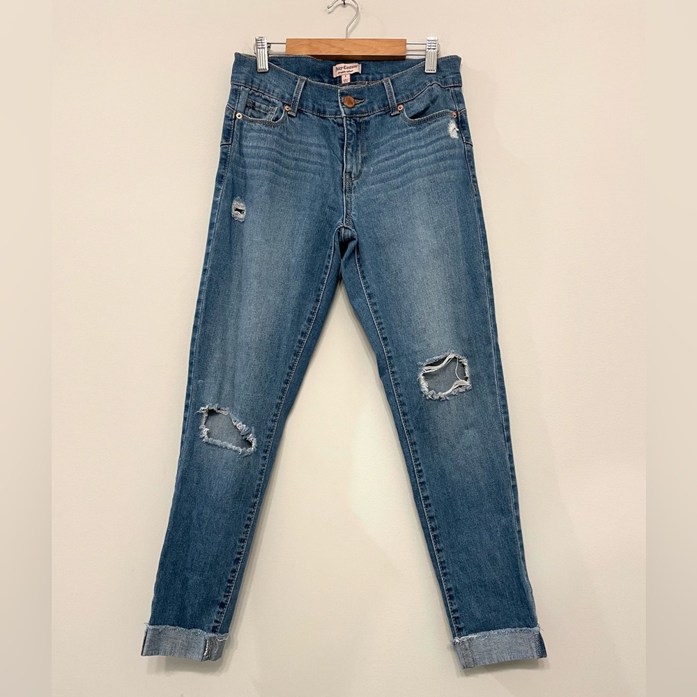 Juicy Couture Los‎ Angeles Distressed Denim Jeans Ankle Cuffed Women’s size 4